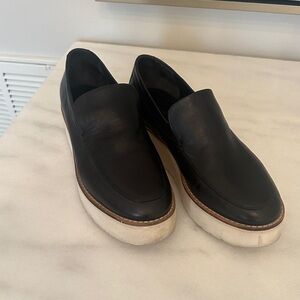 Vince Black Leather Loafers with Cream Sole